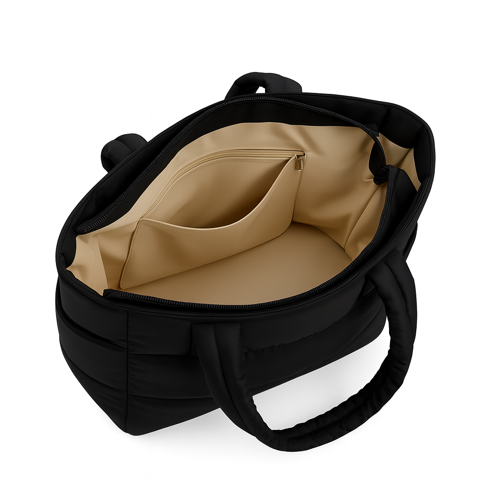 Soft Handle Puffy Tote Bag